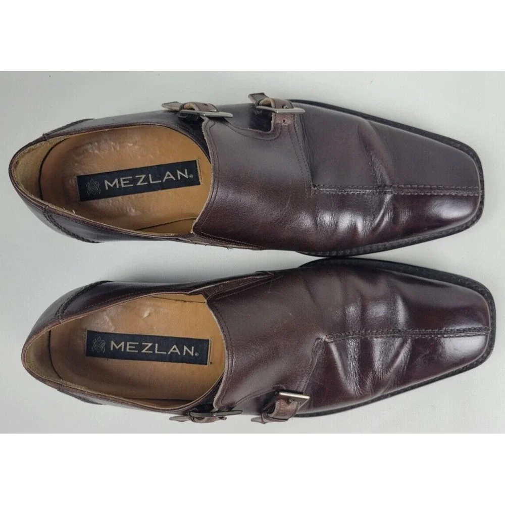 Mezlan‎ Mens Brown Leather Split Toe Double Monk Strap Dress Shoes Spain 8.5 M
